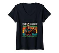 Women's My Golf Game is Like Sasquatch Retro Golf Joke V-Neck T-Shirt