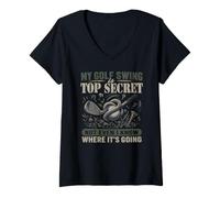 Women's My Golf Swing is Top Secret Not Even I Know Golf Humor V-Neck T-Shirt