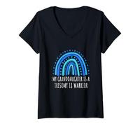 Womens My Granddaughter Is A T18 Warrior Gift V-Neck T-Shirt