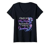 Womens My Grandma Lives In Heaven Memorial Quotes Grandchild V-Neck T-Shirt