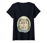 Womens My Grief is Green Environmentalist Climate Anxiety V-Neck T-Shirt