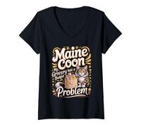 Women's My Grocery Budget Has a Maine Coon Problem Cat Lover V-Neck T-Shirt
