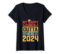 Women's My Happy Class is Outta Here 2024 V-Neck T-Shirt