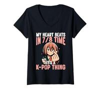 Womens My Heart Beats in 7/8 Time It’s a K-Pop Thing V-Neck T-Shirt