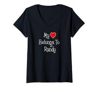 Womens My Heart Belongs to Randy Girlfriend Wife Spouse V-Neck T-Shirt