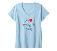 Womens My Heart Belongs to Randy Girlfriend Wife Spouse V-Neck T-Shirt