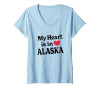 Womens My Heart is in Alaska V-Neck T-Shirt