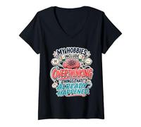 Women's My Hobbies Include Overthinking Funny Anxious Mind Quote V-Neck T-Shirt