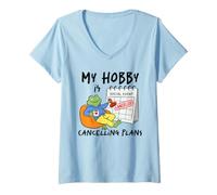 Women's My Hobby is Cancelling Plans Frog Introvert V-Neck T-Shirt