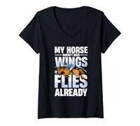 Womens My Horse Doesn't Need Wings It Flies Already V-Neck T-Shirt