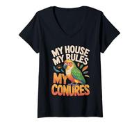 Women's My House My Rules My Conures Conure V-Neck T-Shirt