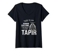 Womens My Human Costume I Am Really A Malayan Tapir V-Neck T-Shirt