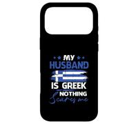 Womens My Husband Is Greek Nothing Scares Me Greek Flag Case for iPhone 17 Pro Max