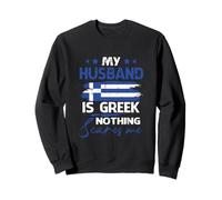 Womens My Husband Is Greek Nothing Scares Me Greek Flag Sweatshirt