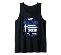 Womens My Husband is Greek Nothing Scares Me Greek Flag Tank Top