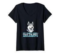 Women's My Husky and I Have The Best Arguments Dog Owner V-Neck T-Shirt