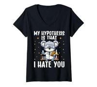 Women's My Hypothesis is That I Hate - Koala Lover Scientist Chemist V-Neck T-Shirt