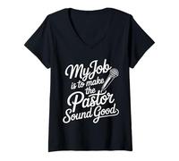 Womens My Job is to Make The Pastor Sound Good Church Operator |- V-Neck T-Shirt