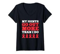 Womens My Joints Go Out More Than I Do Funny Marfan V-Neck T-Shirt