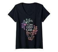 Women's My Joy Comes from God Faith Christian Believer - V-Neck T-Shirt