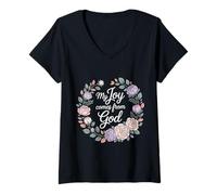 Women's My Joy Comes from God Faith Christian Believer |- V-Neck T-Shirt