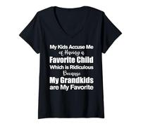 Womens My Kids Accuse Me of Having A Favorite Child Funny Grandma V-Neck T-Shirt