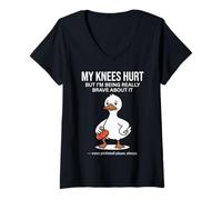 Women's My Knees Hurt But I’M Being Really Brave About It Pickleball V-Neck T-Shirt