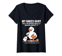 Women's My Knees Hurt But I’M Being Really Brave About It Pickleball V-Neck T-Shirt