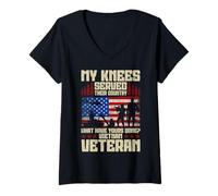 Womens My Knees Served Their Country Grandpa Vietnam Veteran V-Neck T-Shirt