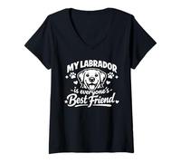 Women's My Labrador is Everyone's Best Friend, Funny Labrador V-Neck T-Shirt