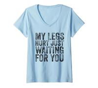 Womens My Legs Hurt Just Waiting for You Running Marathon Watching V-Neck T-Shirt