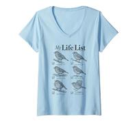 Women's My Life List Birding Little Brown Job Birder V-Neck T-Shirt