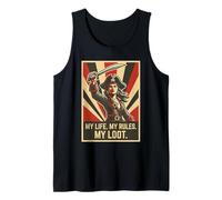 Womens My Life My Rules My Loot Pirate Retro Sunburst Female Tank Top