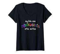 Womens My Life: One TRAGEDAZZLE After Another, Funny Saying V-Neck T-Shirt