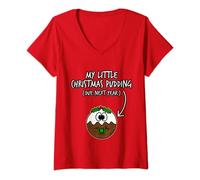 Womens My Little Christmas Pudding Due Next Year Pregnancy Baby V-Neck T-Shirt