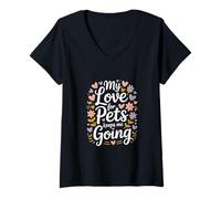 Womens My Love for Pets Keeps Me Going Animal Lovers V-Neck T-Shirt