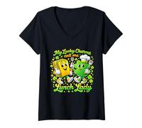 Women's My Lucky Charms Call Me Lunch Lady St Patricks Day Shamrock V-Neck T-Shirt