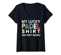Womens My Lucky Padel Shirt Funny Padel V-Neck T-Shirt