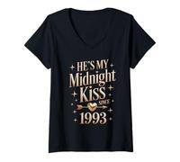 Women's My Midnight kiss Since 1993 Couple 33rd Wedding Anniversary V-Neck T-Shirt