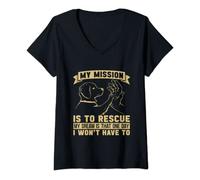 Womens My Mission Is To Rescue Injured Love Animals Abandoned Pets V-Neck T-Shirt