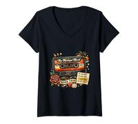 Women's My Mixtape Mood Road Trip 80s Funny Throwback Fun Times V-Neck T-Shirt