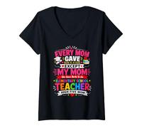 Women's My Mom Gave Birth to an Elementary Teacher V-Neck T-Shirt