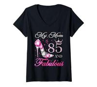 Women's My Mom is 85 and Fabulous Chapter 85th Birthday for Women V-Neck T-Shirt