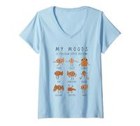Womens My Moods le Poisson Steve Edition Funny Fish Meme V-Neck T-Shirt
