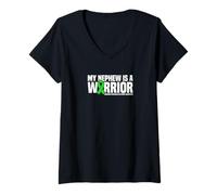Women's My Nephew is a Warrior Duchenne Muscular Dystrophy Awareness V-Neck T-Shirt