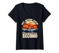 Womens My Office View Changes Every Second V-Neck T-Shirt