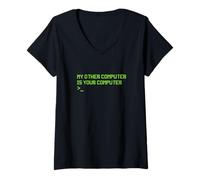 Womens My Other Computer is Your Computer Hacker Programmer Hacking V-Neck T-Shirt