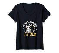 Womens My Other Lab Partner is A Lemur Funny Zoology for Zoologists V-Neck T-Shirt