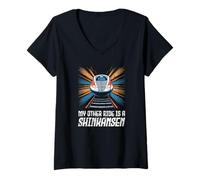 Womens My Other Ride is a Shinkansen Japanese Bullet Train Souvenir V-Neck T-Shirt