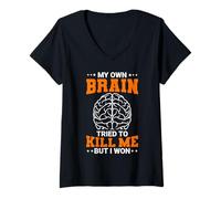 Womens My Own Brain Tried To Kill Me Stroke Awareness Survivor V-Neck T-Shirt